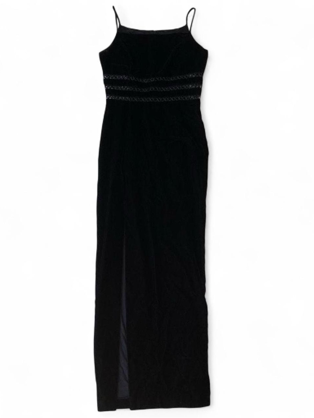 Vintage Gunne Sax Jessica McClintock Black Velvet Maxi Length Formal Gown Sz 7/8